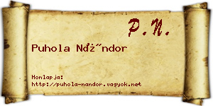 Puhola Nándor névjegykártya
